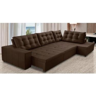 Imagem de Sofá de Canto Retrátil e Reclinável com Molas 3,40x2,00 Berlim Suede M