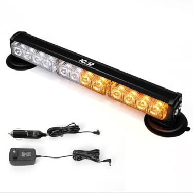 Imagem de NO. 32 Barra De Luzes Estroboscópicas Emergência 14" Com Bateria Recarregável Integrada, 12 Leds, 26 Padrões Flash, Aviso Perigo Tráfego, Segurança Interno Base Magnética Para Limpa-Neve/Caminhão/Re