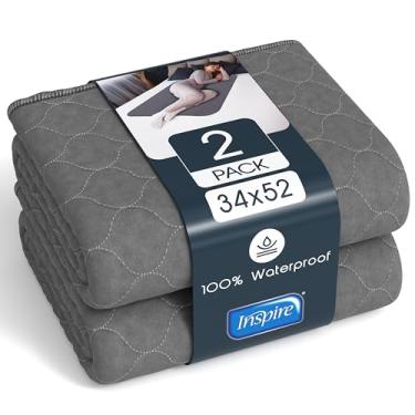 Imagem de Inspire Protetores De Cama Reutilizáveis Para Incontinência, Cinza, Que Escondem Manchas, Protetor Colchão À Prova D'Água, Adultos, Bebês E Cães (34 X 52)