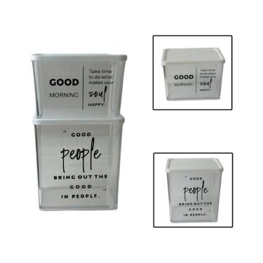 Imagem de Kit 2 Potes Herméticos Organizadores Alimentos 615Ml E 810Ml