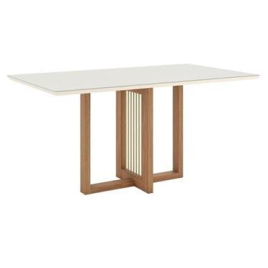 Imagem de Mesa Jantar Natalí 1600mm com Vidro Nature/Off White - Henn