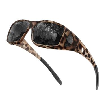 Imagem de Óculos de sol polarizados Fit Over para homens, óculos de sol envolventes masculinos para dirigir e pescar S105, Tartaruga fosco/cinza
