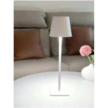 Imagem de Luminária Abajur Mesa LED Touch Dimerizável Sem Fio Recarregável Ajuste de Cor Portátil e Elegante para Quarto Escritório e Sala Preto e Branco (Branco)
