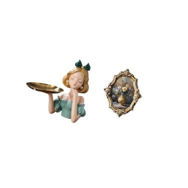 Imagem de Fenteer Porta-chaves de Estátua de Princesa de Resina, Enfeite de Mesa, Arte Moderna, Elegante, Multiuso, Bandeja para Armazenamento de Chaves de Doces, Porta