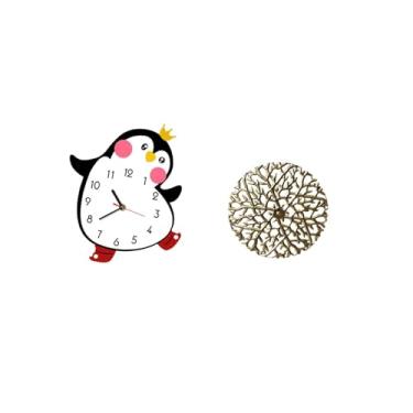 Imagem de Fenteer Relógio de Parede de Madeira com Desenho de Pinguim, Decorativo, Adorável, Alimentado Por Bateria, Decoração para Casa, Quarto, Escultura de Parede de