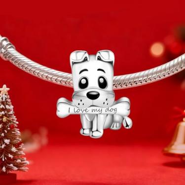 Imagem de 1 peça prata elegante bom cachorrinho berloque contas adequadas para mulheres, faça você mesmo e roupa diária combinando joias decoração presente para mamãe, 15*9mm, Prata, Sem Pedra Preciosa