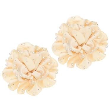 Imagem de Generic Broche de flor 13 cm tecido de cetim rosa pérola camélia lapela broche festa de casamento dança banquete vestido terno cerimônia roupas acessórios joias para mulheres branco 2 peças