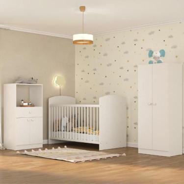 Imagem de Quarto Infantil Completo Berço Com Colchão Incluso Guarda-roupa E Cômo