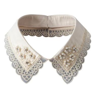 Imagem de Blusa removível com gola falsa, design elegante, renda bege - yiweisai