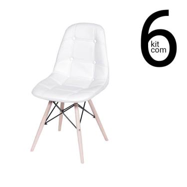 Imagem de Conjunto 6 Cadeiras Eames Dsw Botonê - Branca