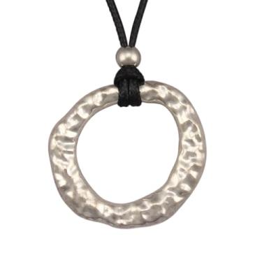 Imagem de Jeilwiy Colar feminino boho estilo hippie, grosso, longo, de couro, gargantilha preta, boêmio, Couro sintético, Sem Pedra Preciosa