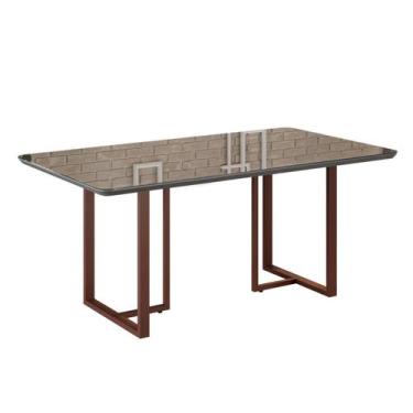 Imagem de Mesa para Sala de Jantar Retangular 160x90cm Mdf com Vidro Lunna - Móv