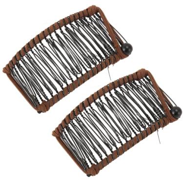 Imagem de Acouto Pente Clincher Vintage Clipes de Cabelo de Banana 2 Unidades de Fio Tecido de Metal Simples e Elegante Pente Clincher Vintage para Viagem Suporte de Rabo de Cavalo de Banana Beleza e Cuidados/cuidados Com o Cabelo/acessórios/grampos para o (Castanho Escuro)