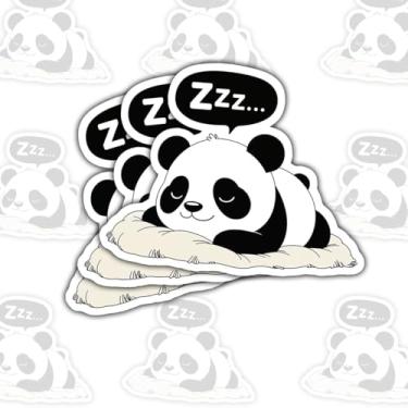 Imagem de 3 adesivos de panda dormindo, adesivos fofos de vinil de soneca de animal de desenho animado para laptop, caderno, diário, garrafa hidráulica, tablet, garrafa de água, para-choque de carro, presente