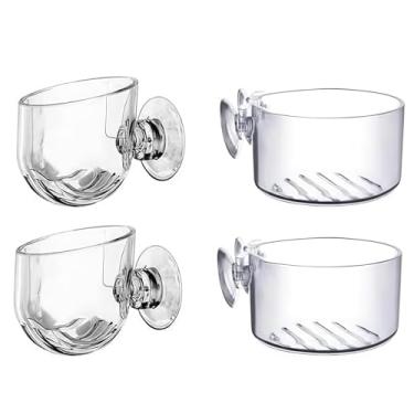 Imagem de 4 copos de acrílico transparente para plantas aquáticas com sucção - decoração de aquário 2 formas para ornamento de aquário