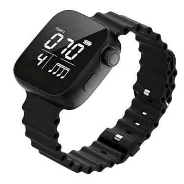 Imagem de Yunseity Relógio Metrônomo Vibratório, Relógio de Pulso Metrônomo para Guitarra, Violino, Piano, Bateria, Treino, Treino de Música, Treinador de Ritmo Com Modo Esportivo para Instrumentos (Prata)