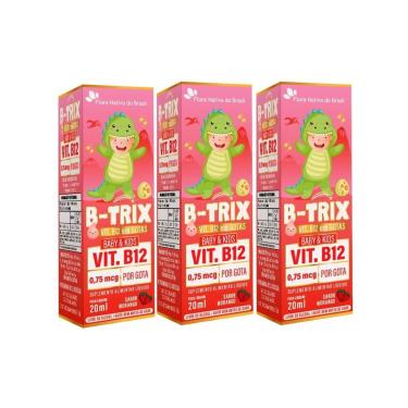 Imagem de 3x B-trix (vitamina B12 Infantil) 20ml Sabor Morango - Flora Nativa do Brasil-Unissex