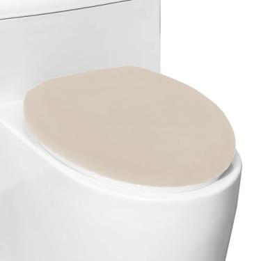 Imagem de Tampa de vaso sanitário de pelúcia macia e confortável para banheiro, capas de assento de vaso sanitário laváveis na máquina, cabe na maioria das tampas redondas alongadas e oblongas, fácil instalação