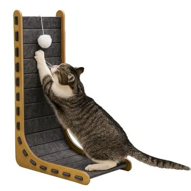 Imagem de Tapete arranhador de gatos para adultos, feltro, arranhador, arranhador, para gatos grandes, protetor de móveis com bola, brinquedos para gatinhos, formato L, 68 cm, cinza