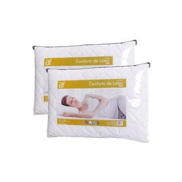 Imagem de Kit 2 Travesseiros Conforto Látex Slim + Capa Percal 180 Fios Zíper - 