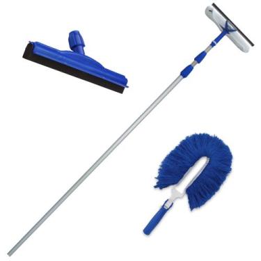 Imagem de Rodo Limpa Vidros Cabo Extensor Telescópico 7,5 Mts, Rodinho De Borrac