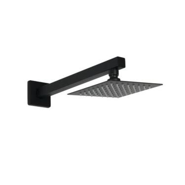 Imagem de Ducha Chuveiro Black 15x15 cm Inox Com Braço Suporte de Parede - AMG M