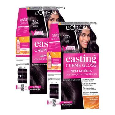 Imagem de Kit 2 Tintura Casting Creme Gloss L'oréal Paris 100 Preto Noite