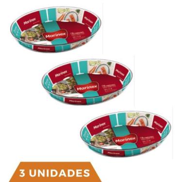 Imagem de 3 Assadeiras Marinex Oval VidroAssado Doce Torta  1,6L Nadir