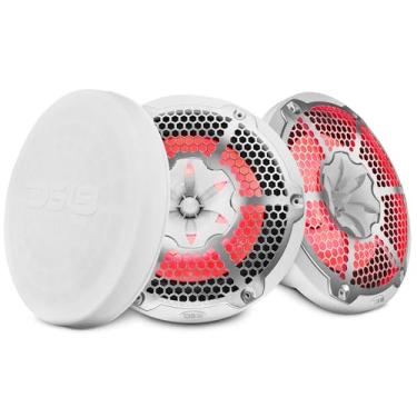 Imagem de DS18 Alto-falante náutico NGG-10M/WH 10" com tuímetro bala e luzes LED RGB integradas 2-Way, 600W Max, 100% UV Stable, IP65 impermeável, 4 Ohms - para todos os elementos, barco, UTV, ATV e jeeps (2 alto-falantes)