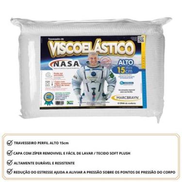 Imagem de Travesseiro Espuma Nasa Viscoelástico Marcbrayn - Perfil  Alto 15cm - 