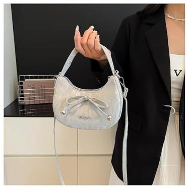 Imagem de Bolsa tiracolo feminina, bolsa de ombro leve com alça ajustável, bolsa moderna para uso diário, Prata, Medium, Mochila casual