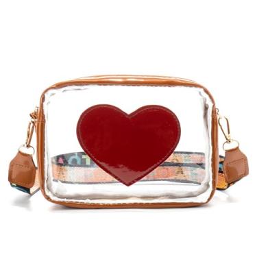 Imagem de Bolsa transparente aprovada para estádio bolsa transversal transparente com alça ajustável para shows e eventos esportivos bolsas, Marrom, Medium, marrom