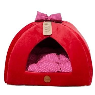 Imagem de Cama Pet Para Gato Ou Cachorro Pequeno Almofada Removivel Dupla Face Fundo Impermeavel Tamanho M E G(Vermelho Pink,M)