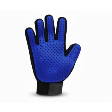 Imagem de Luva de Escovação para Pets, Magnética, Nano Silicone, Azul, Remove Pelos de Cães e Gatos