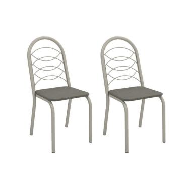 Imagem de Kit 2 Cadeiras De Cozinha Holanda 2c009nk Aço 2 Un Niquel-linho Escuro - Kappesberg