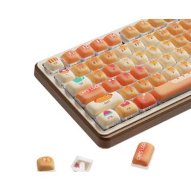 Imagem de SEUNKWANG EWEADN Teclas fofas para teclado, 111 teclas Bun MOG Profile Keycaps, compatibilidade universal para 100%, 75%, 65%, 60% TKL, teclado personalizado por sublimação de tinta para teclados