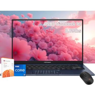 Imagem de ASUS Laptop Vivobook de 14 polegadas - Intel Core i7-1355U Beat AMD Ryzen 7 4700U -24GB RAM -SSD de 1TB -Windows 11 Pro -Office 365 One Year - School College Student - Business Computadora Portátil