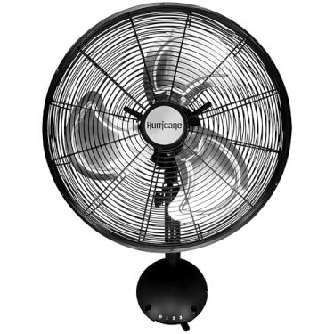 Imagem de Hurricane Ventilador de montagem na parede - 40 cm, série profissional, alta velocidade, ventilador de montagem em parede de metal resistente para uso industrial, comercial, residencial e estufa - listado pela ETL, preto