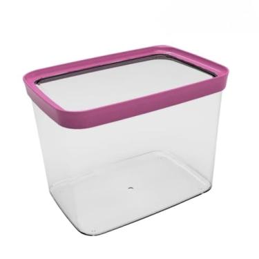 Imagem de Pote Hermético 4L Plástico– Tampa Colorida, Vedação – Ideal para Arroz, Feijão, Cereais (1,ROSA)