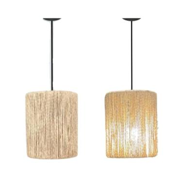 Imagem de Luminaria Pendente Leblon em Corda Sisal Natural Palha Aconchegante