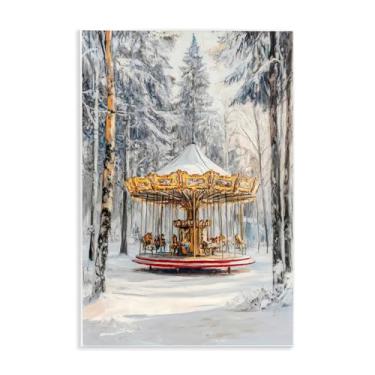 Imagem de Stupell Industries Arte de placa de parede Carrossel Winter Wonderland, design por Petal Prints Design, 19 x 13