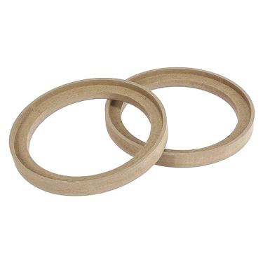 Imagem de X AUTOHAUX Par 6,5 polegadas para carro bege espaçador de alto-falante anel adaptador suportes espaçador de montagem placa moldura madeira 146 mm ID
