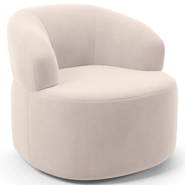 Imagem de Poltrona Giratória Orgânica Para Sala de Estar Living Helena L02 Suede Bege - Lyam Decor