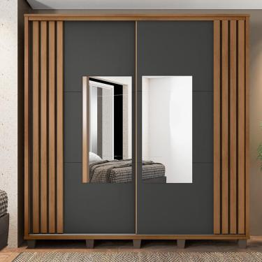 Imagem de Guarda Roupa Com Espelho Treviso Cinamomo Grafite