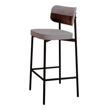 Imagem de Banqueta Alta Bar Estofada Ella M25 Linho Cinza Cl-café - Mpozenato