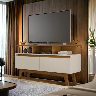 Imagem de Rack Com Gavetas Rubi 1,2 Cinamomo E Off White Bechara