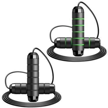 Imagem de Corda de pular, corda de salto de velocidade rápida sem emaranhados com rolamentos de esferas para homens, mulheres e crianças, corda de pular de aço ajustável com alças ergonômicas de espuma, um