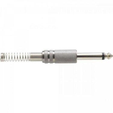 Imagem de Plug P10 Mono Metal Niquelado Com Mola Genérico Storm - Pct - 50