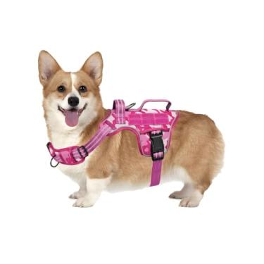 Imagem de Peitoral para cães pequenos, resistente, tático, antipuxão, sem asfixia, fácil de colocar e tirar com sistema Molle, colete refletivo ajustável para cães com enchimento respirável para caminhadas