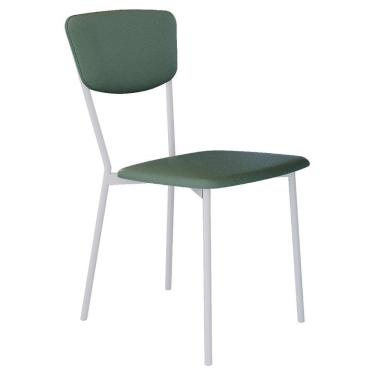 Imagem de Cadeira Estofada Para Sala De Jantar Village Branco C01 Courino Verde Sálvia - Lyam Decor